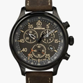 Imagem da oferta Timex Relógio masculino Expedition Field Chrono de 43 mm - pulseira marrom mostrador preto caixa prateada