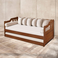 Imagem da oferta Sofá Cama Solteiro de Madeira Maciça com Cama Auxiliar Atraente Imbuia