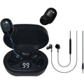 Imagem da oferta Fone Bluetooth 5.0 Preto Compatível com todos os aparelhos confortável e carregamento rápido + Fone com Fio P2 - Kit