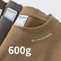 Imagem da oferta Camisetas de algodão pesado de 600g para homens e mulheres algodão puro de fibra longa engrossado manga comprida t