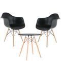 Imagem da oferta Conjunto Mesa 70 cm + 2 Cadeiras Eames Arm com Braço para Sala de Estar Jantar e Recepção