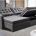 Imagem da oferta Sofá Sem Caixa Retrátil Baú 2,00m Cama inBox Secret Suede Velusoft Cinza