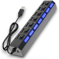 Imagem da oferta Hub Usb Externo Adaptador 7 Portas 2.0 Usb Led Alta Velocidade Laptop Pc Notebook Carregamento Rápido Expansão Aumento