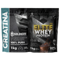 Imagem da oferta Kit: Creatina Monohidratada 1Kg + Elite Pro Whey 80% - 1Kg - (sabor aleatório)