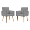 Imagem da oferta Kit 02 Poltronas Decorativa Sala Oferta Tecido Linho