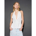Imagem da oferta AiiRZ Top de Peplum com Decote Halter sem Mangas Top Profissional Trabalho de Escritório Negócios Ocasião Festa e Ev
