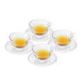 Imagem da oferta Conjunto 4 Xícaras de Chá de Cristal WOLFF com Pires 180ml Linha Pearl