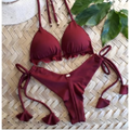 Imagem da oferta Biquini Bordo Fio Duplo Busto Cortininha com Calcinha