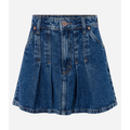 Imagem da oferta Saia Curta em Jeans com Pregas e Bolsos