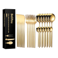 Imagem da oferta Belifou Kit 24 Peças Jogo De Talheres Dourados Aço Inoxidável 416 Cor Dourado