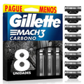 Imagem da oferta Refils Para Barbear Gillette Mach3 Carbono Carga para Aparelho de Barbear com Carvão Ativado 8 Uds