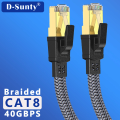 Imagem da oferta D-Sunty-Nylon Trançado Rede Lan Cord CAT8 Cabo Ethernet PC Modem Laptop PS 5 Router RJ45 Flat Cable Cat 8 40Gbps