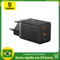 Imagem da oferta Carregador Turbo Baseus GaN 40W USB Tipo C Carga Rápida Para iPhone 16 Pro Xiaomi Samsung Laptop M