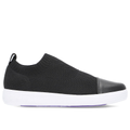 Imagem da oferta Tênis Slip On Preto Tricot Bico Couro - Loja Online de Calçados Femininos Confortáveis |