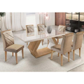 Imagem da oferta Mesa Alvorada 180 Tp Mdf Vidro canto Reto 6 Cadeiras Rufato