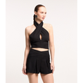 Imagem da oferta Blusa Cropped em Crepe com Decote Frente Única Cruzado