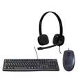 Imagem da oferta Kit Básico Logitech - Mouse Logitech M90 + Teclado K120 Resistente a Respingos + Headset H151 com Microfone Redutor de