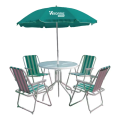 Imagem da oferta Conjuto De Mesa Com 4 Cadeiras + Guarda Sol Piscina Jardim