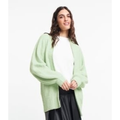 Imagem da oferta Cardigan Alongado em Tricô com Textura Atoalhada e Bolsos Verde