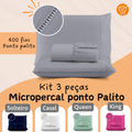 Imagem da oferta Kit Lençol Queen 400 Fios Micropercal (3 Peças) com Ponto Palito