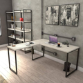 Imagem da oferta Escrivaninha Industrial em L 2 Peças Trevalla Kuadra ML150 Snow