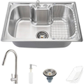 Imagem da oferta Cuba para Cozinha Pia Inox com Acessórios Carajás e Torneira Gourmet Extensível Iriri Prata Pingoo.Casa