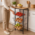 Imagem da oferta Fruteira De Chão Suporte Organizador Multiuso Preto Amadeirado