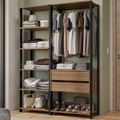 Imagem da oferta Guarda-roupa Closet Modulado Valencia 2 Gavetas 129cm Rustic/preto Madesa
