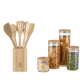 Imagem da oferta Kit Conjunto de Utensílios de Bambu + Potes Herméticos com Tampa de Bambu Electrolux