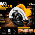 Imagem da oferta Serra Circular Elétrica Corte Preciso Para Madeira 7.14pol 1200w Profissional TBNT02 The Black Tools Cor Amarela