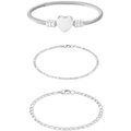 Imagem da oferta Kit Pulseira Bracelete Coração Aço Inox Feminino Prateado