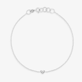 Imagem da oferta Pulseira Coração com Diamante em Ouro Branco 18k - 18 cm