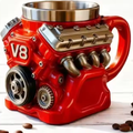 Imagem da oferta Caneca de Café Retro com Design de Motor V8 300ML 15oz Copo de Aço Inoxidável com Design Realista e Alça Caneca T