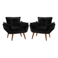 Imagem da oferta Kit 2 Poltrona Decorativa Opala Para Sala Recepção Luxo Cor Preta