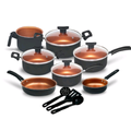 Imagem da oferta Jogo De Panelas Antiaderente 10 Pçs Kit Conjunto Teflon Tampa de Vidro Várias Cores Durável Moderna