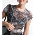 Imagem da oferta Blusa em Tule Plissado com Estampa Animal Print Cobra