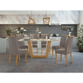 Imagem da oferta Mesa de Jantar 1,70 Apogeu com vidro Serigrafado e 6 cadeiras Apogeu de tecido Suede Animale Bege Amêndoa Clean/off Whi