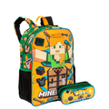 Imagem da oferta Kit Mochila Grande e Estojo 2 Compartimentos Minecraft Funtage