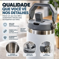 Imagem da oferta Garrafa Térmica Copo Inox Alça Tampa T Flip Canudo 900ml Branco