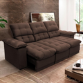 Imagem da oferta Sofá Retrátil Reclinável Atenas 2,30m Suede Velut Marrom c/ Molas no Assento - King House