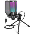Imagem da oferta FIFINE Microfone USB Para Jogos Para PS5 PC Microfone Condensador Com Mudo Rápido Indicador RGB Suporte De Tripé Pop F