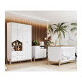 Imagem da oferta Quarto de Bebê Completo com Berço Cômoda e Guarda-roupa Henn Ternura Branco e Jequitibá