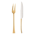 Imagem da oferta Conjunto Faca e Garfo para Assado de Aço Inox Berna Dourado Kit Com 2 Peças - Wolff