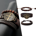 Imagem da oferta Pulseira Masculina De Couro São Bento Kit C/03