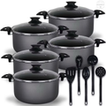 Imagem da oferta Jogo De Panelas Caçarolas Plus 16 a 24 Antiaderente 5 Camadas De Teflon Cor Preto Grafite
