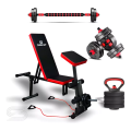 Imagem da oferta Banqueta e Kit Halteres Barra Kettlebell Dumbell Pesos Cor Preto