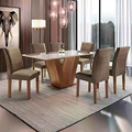 Imagem da oferta Conjunto Sala de Jantar Mesa Tampo de Vidro 6 Cadeiras Espanha Espresso Móveis Chocolate