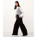 Imagem da oferta calça de alfaiataria wide leg xadrez cinza - 34