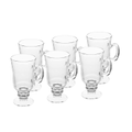 Imagem da oferta LYOR - Conjunto 6 Taças para Cappuccino com Alça e Pé de Vidro - Capacidade 295ml - Transparente