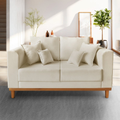 Imagem da oferta Sofá Viena 02 Lugares com Base de Madeira Suede Bege - Madeira Prima Deccor